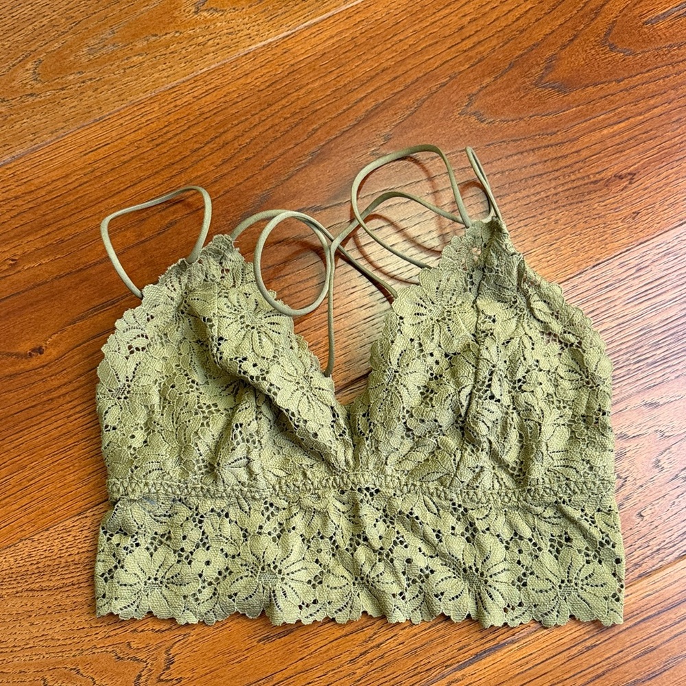 Victoria's Secret Pink Olive Lace Camisole Bralette